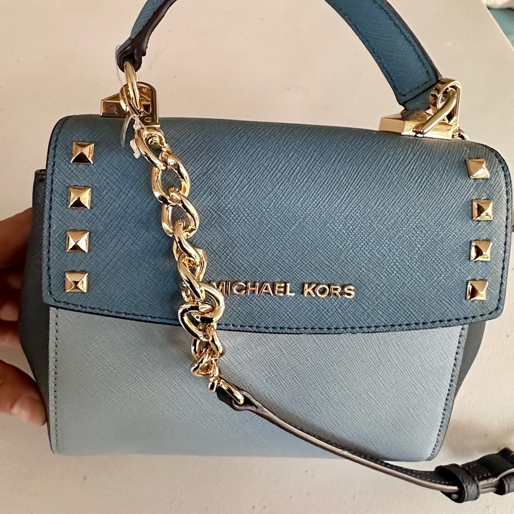 Michael Kors Blue Karla Crossbody - Picture 7 of 15
